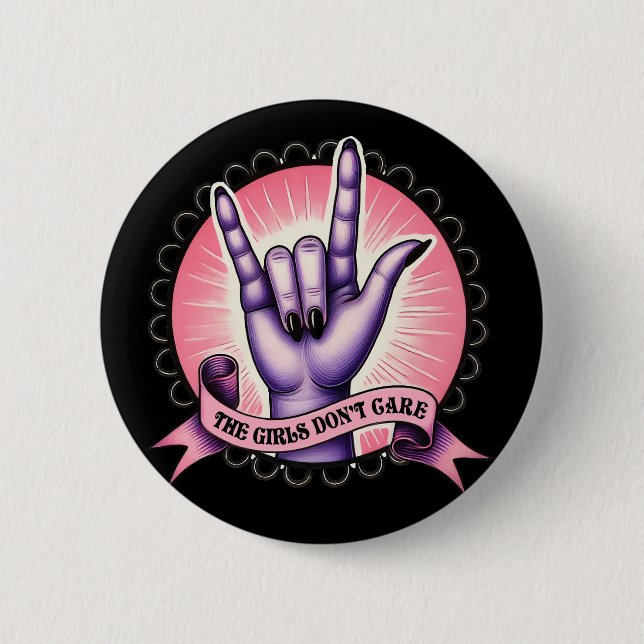 Die Mädchen kümmern sich Feminismus Button (Vorderseite)