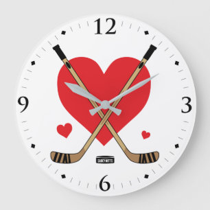 Die Mädchen-Liebe-Herz-Hockey-Stock-Raum-Dekor de Große Wanduhr