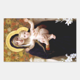 Die Madonna der Lilien (von William Bouguereau) Rechteckiger Aufkleber