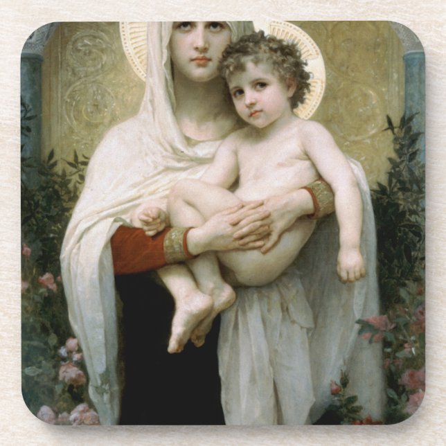 Die Madonna der Rose von Bouguereau (1903) Getränkeuntersetzer (Vorderseite)