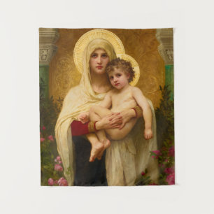 Die Madonna der Rose von William Bouguereau Wandteppich