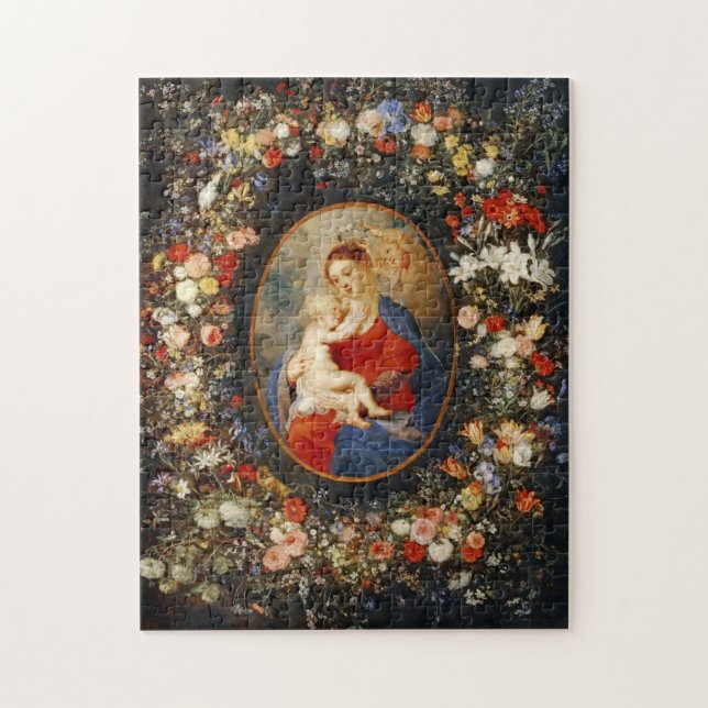 Die Madonna mit der Blume Garland Rubens Puzzle (Vertikal)