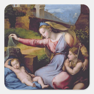 Die Madonna vom blauen Diadem oder die Madonna von Quadratischer Aufkleber