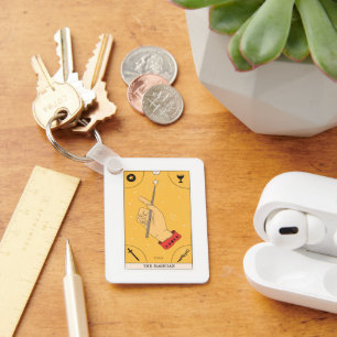 Die Magician-Tarot-Karte unendlich vier Elemente Schlüsselanhänger