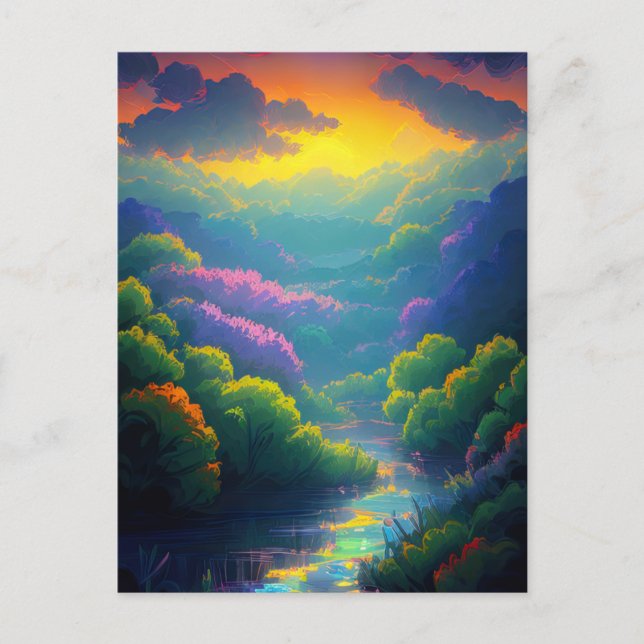 Die Magie des Waldes in der Abenddämmerung Postkarte (Vorderseite)