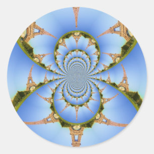Die Magie von Paris: Geometrisches Eiffelturm-Desi Runder Aufkleber