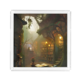 Die magische Buchhandlung Fantasy Art Acryl Tablett