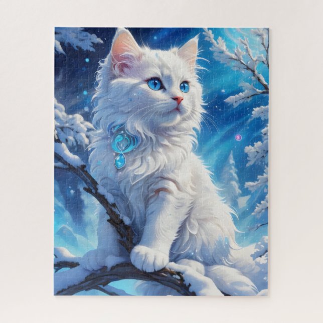 Die magische Feline des Winters: Puzzle (Vertikal)