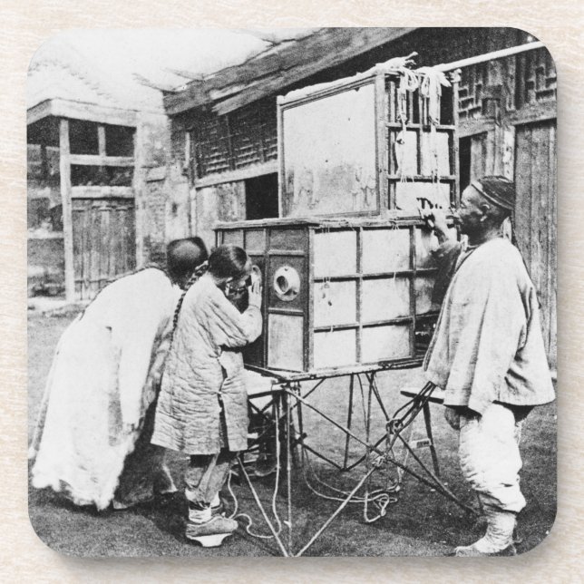 Die magische Laterne, c.1870 (b/w Foto) Getränkeuntersetzer (Vorderseite)