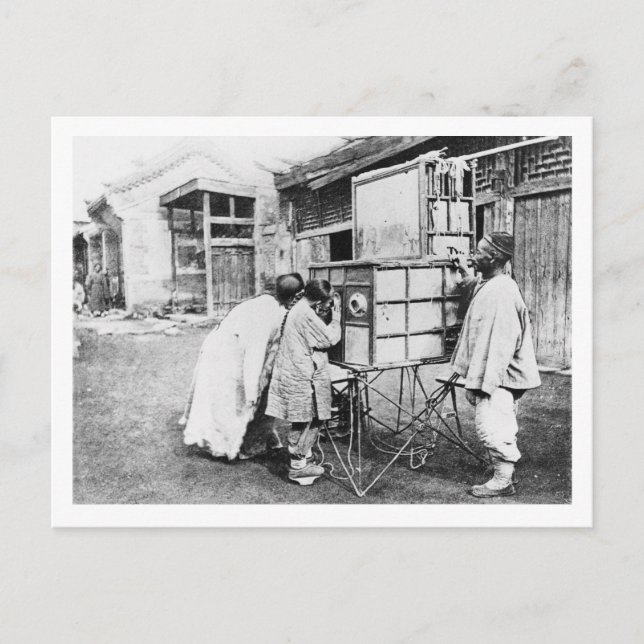 Die magische Laterne, c.1870 (b/w-Foto) Postkarte (Vorderseite)