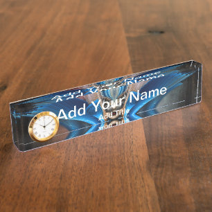 Die Majestät von Arsencia Desk Namplate mit Uhr Namensplakette