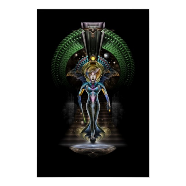 Die Majestät von Trilia Fraktal Fantasy Portrait B Poster (Vorderseite)