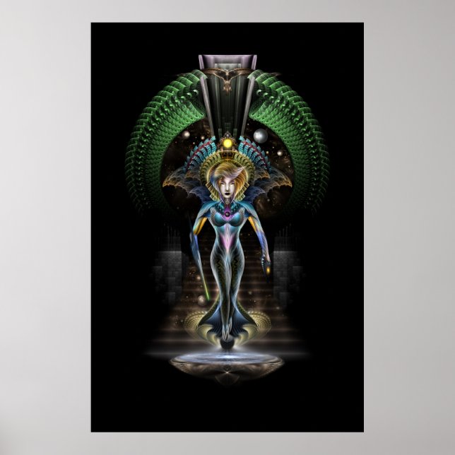 Die Majestät von Trilia Fraktal Fantasy Portrait B Poster (Vorne)