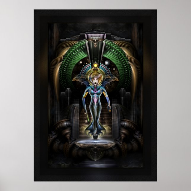 Die Majestät von Trilia Fraktal Fantasy Portrait F Poster (Vorne)
