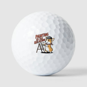 Die Malerei ist so entspannend, Corgi Artist Golf  Golfball