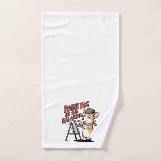 Die Malerei ist so entspannend, Corgi Kunsthandtuc Handtuch (Handtuch)