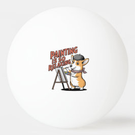Die Malerei ist so entspannend, Corgi-Künstler Tischtennisball