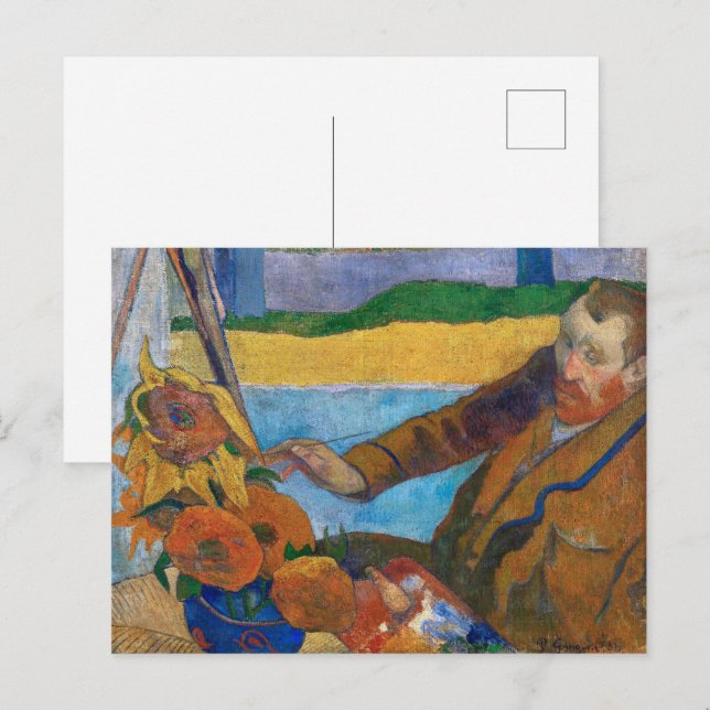 Die Malerin der Sonnenblumen | Paul Gauguin | Postkarte (Vorne/Hinten)