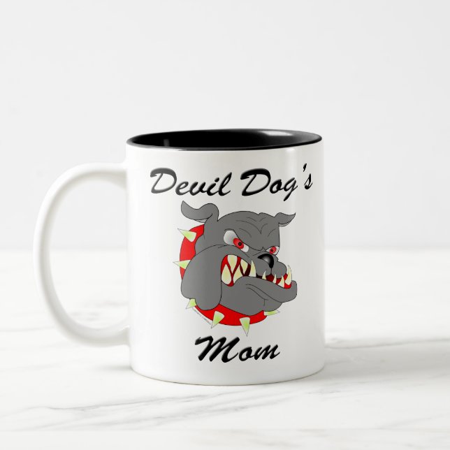 Die Mama des USMC-Teufel-Hundes Zweifarbige Tasse (Links)