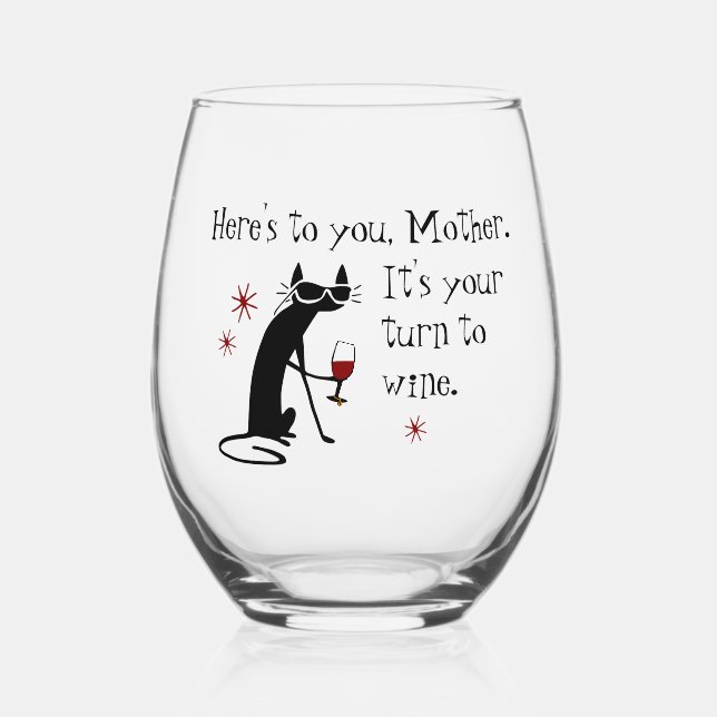 Die Mama steht vor der Tür für einen Weinpub Weinglas Ohne Stiel (Vorderseite)