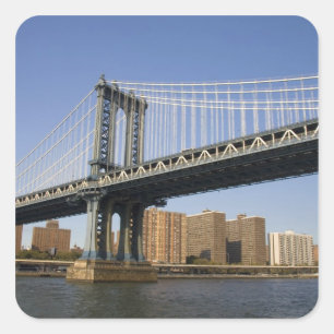 Die Manhattan Bridge über den East River 2 Quadratischer Aufkleber