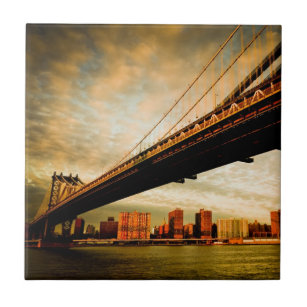 Die Manhattan-Brückenansicht von Brooklyn-Seite Fliese