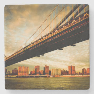 Die Manhattan-Brückenansicht von Brooklyn-Seite Steinuntersetzer