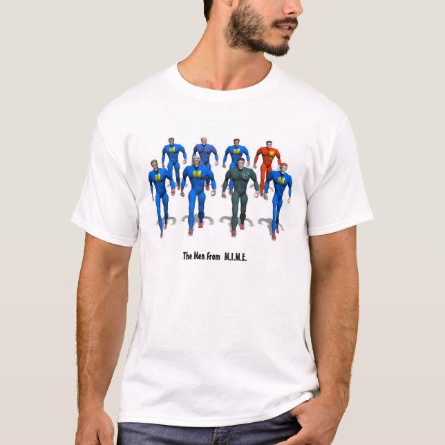 Die Männer von M.I.M.E., farbunterlegte Version T-Shirt (Vorderseite)