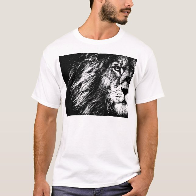Die männlichen T - Shirt Moderne elegante Löwenfro (Vorderseite)