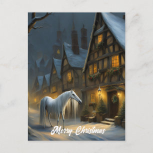 Die Mari Lwyd Winternacht frohe Weihnachten Postkarte