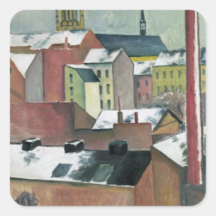 Die Marienkirche in Bonn im Schnee, 1911 Quadratischer Aufkleber