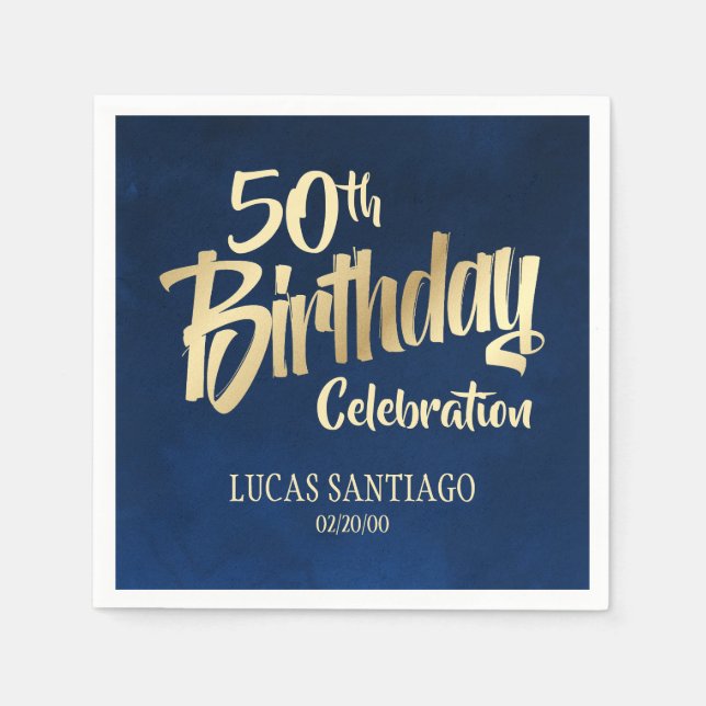 Die Marine Gold zum Geburtstag von Männern Serviette (Vorderseite)