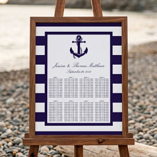 Die maritime Navy-Anker-Streifen-Hochzeitskollekti Poster