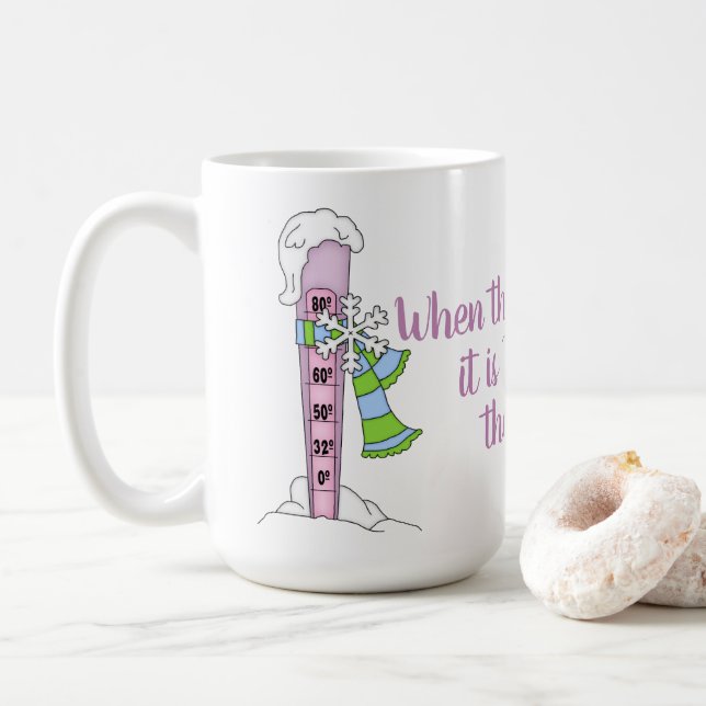 Die Marshmallows ausbrechen - Winterthermometer Kaffeetasse (Mit Donut)