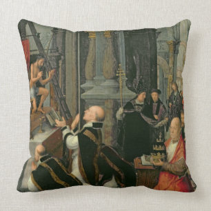 Die Masse von St Gregory (Öl auf Leinwand) Kissen