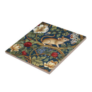 Die Maus und Blumen Art nouveau Fliese