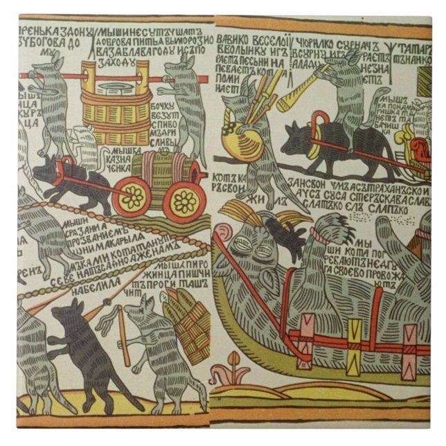 Die Mäuse begraben die Katze, Russen, Ende des 18. Fliese (Vorderseite)