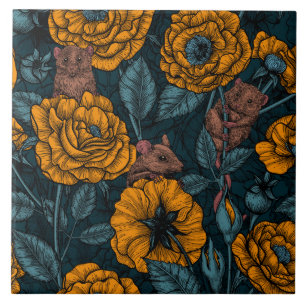 Die Mäuse feiern in Orange und Blau Fliese