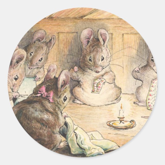 Die Mäuse säen von Beatrix Potter Runder Aufkleber (Vorderseite)