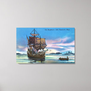 Die Mayflower Landung in 1620 Szene Leinwanddruck