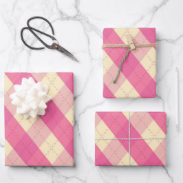 Die MeanClique Pink-Raute Geschenkpapier Set