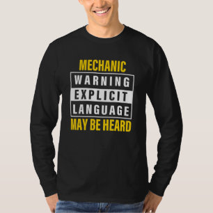 Die mechanische Warnung, dass explizite Sprache an T-Shirt