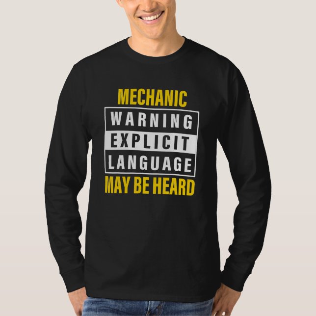 Die mechanische Warnung, dass explizite Sprache an T-Shirt (Vorderseite)