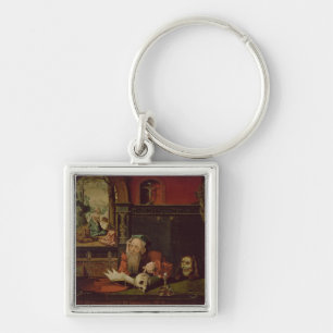 Die Meditation von St Jerome (Öl auf Platte) Schlüsselanhänger