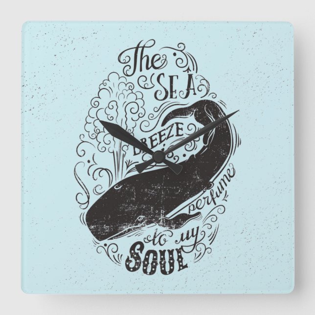 Die Meeresbrise ist Parfüm Quadratische Wanduhr (Vorderseite)