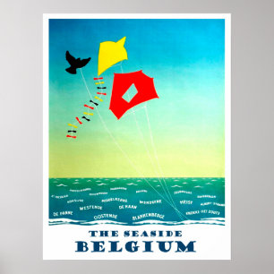 Die Meeresküste Belgiens, Drachen steigen lassen,  Poster