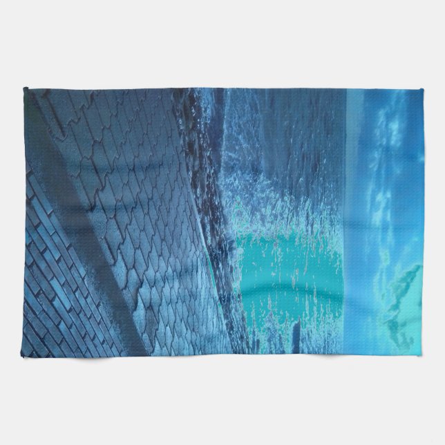 Die Meeresküste, das ruhige blaue Foto der Natur Geschirrtuch (Horizontal)