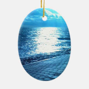 Die Meeresküste, das ruhige blaue Foto der Natur Keramikornament