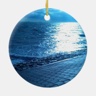 Die Meeresküste, das ruhige blaue Foto der Natur Keramikornament