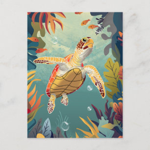 Die Meeresschildkröten schwimmen im Pazifik Postkarte